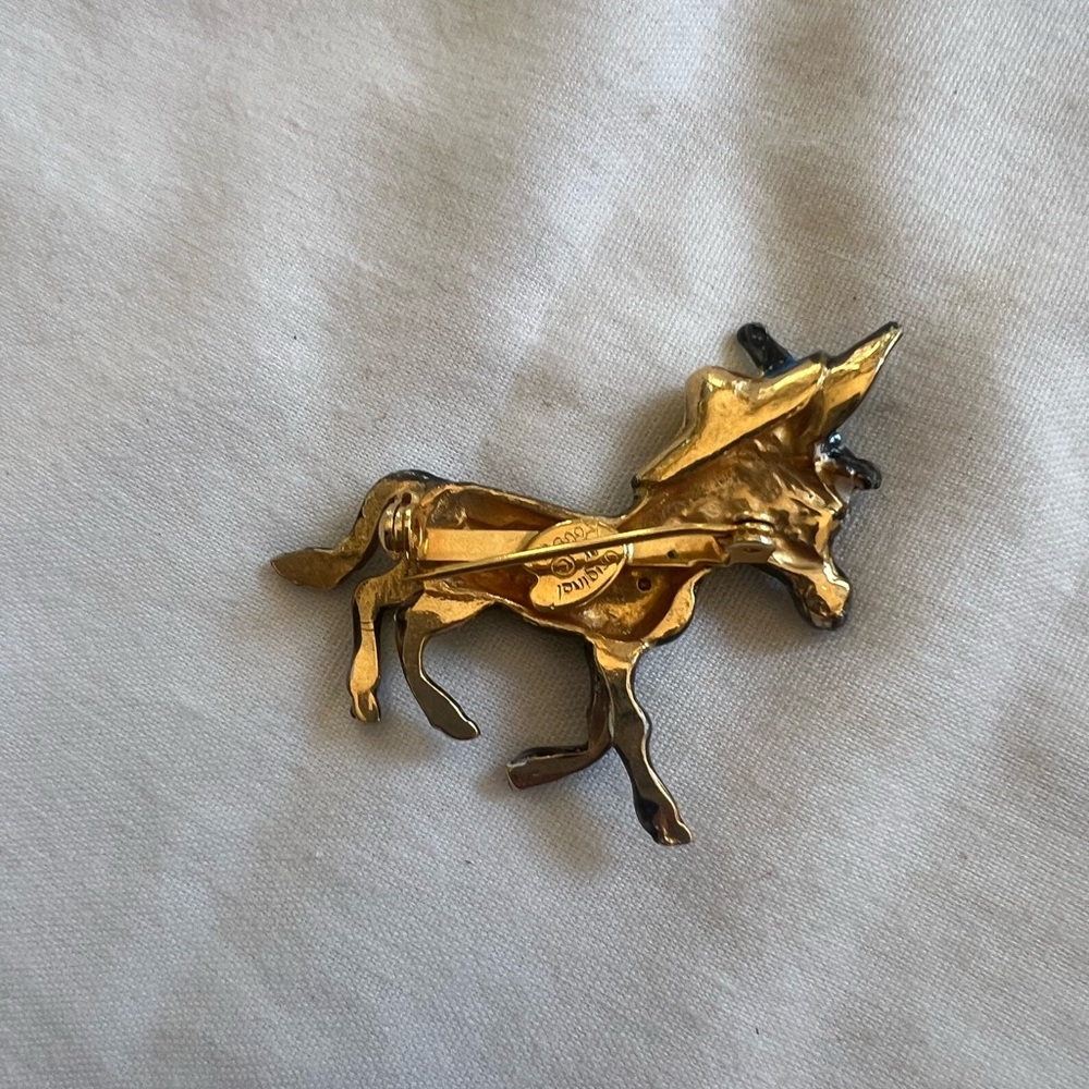 Vintage Original by Robert Designer Black and Blue Donkey Brooch - Picture 4 of 5